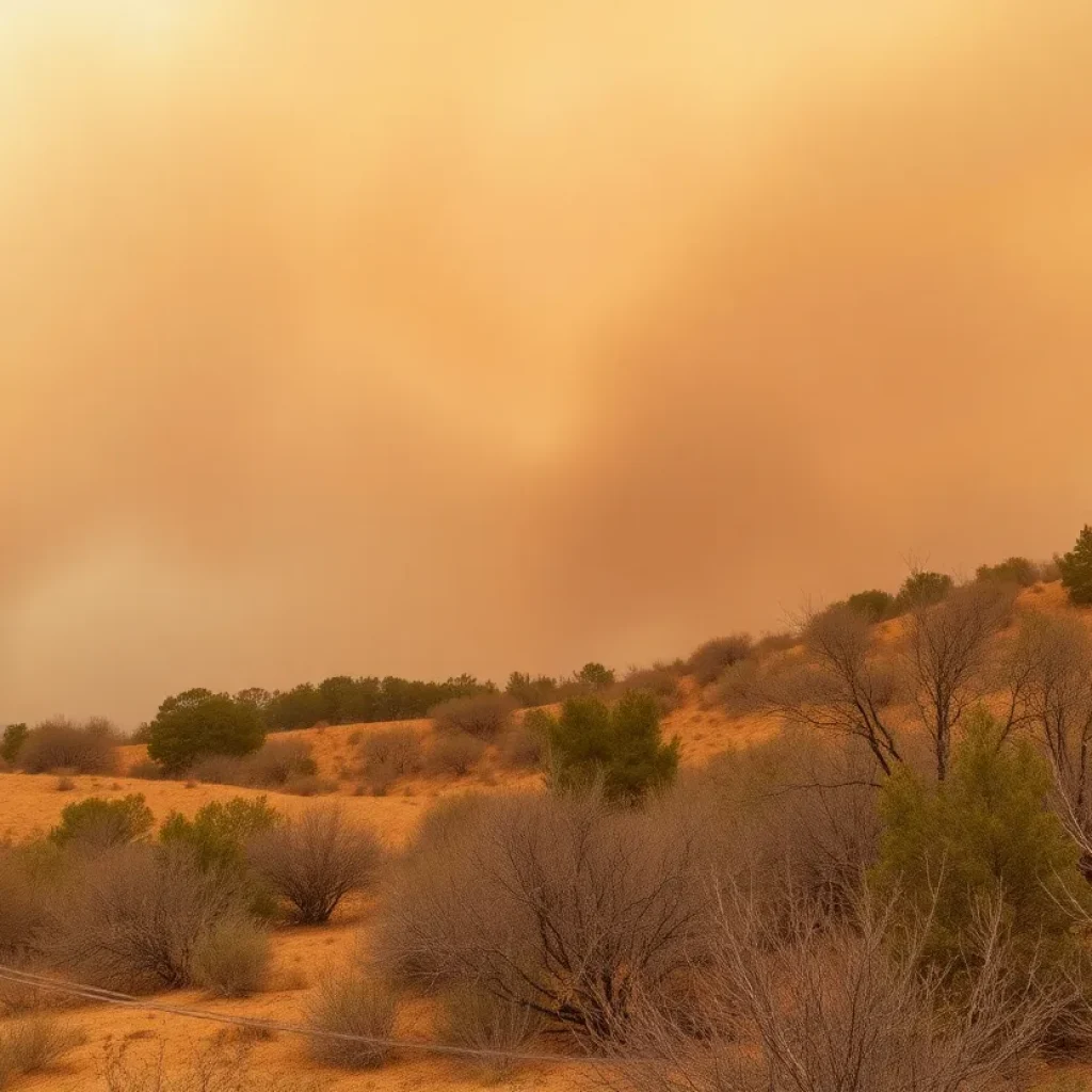 Wildfire smoke in Southern California landscape