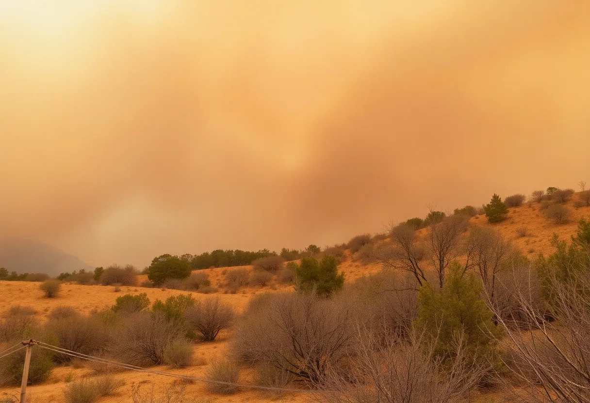 Wildfire smoke in Southern California landscape