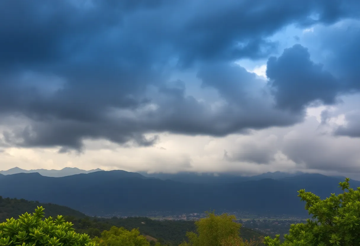 Gathering storm clouds over Southern California mountains