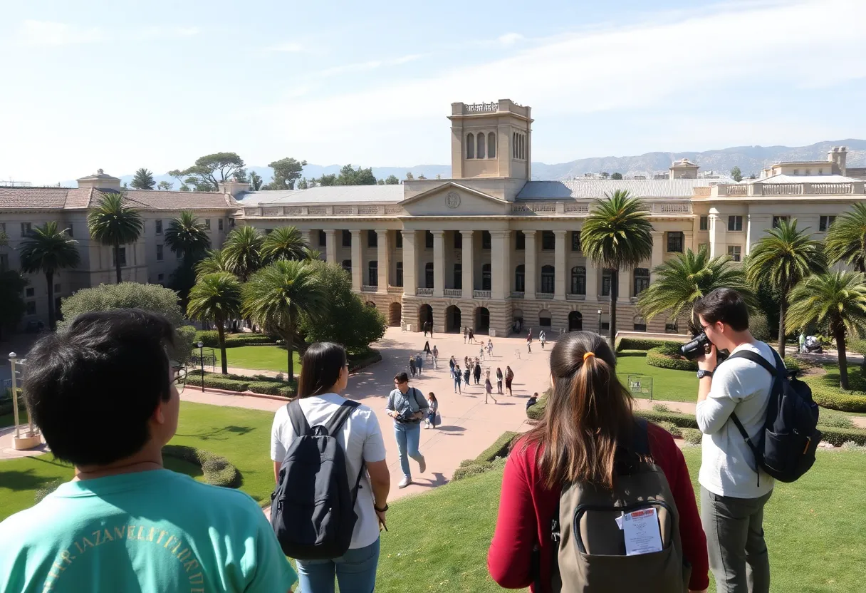 Students engaged in research activities on UCLA campus