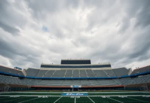 Empty UCLA football stadium reflecting team struggles