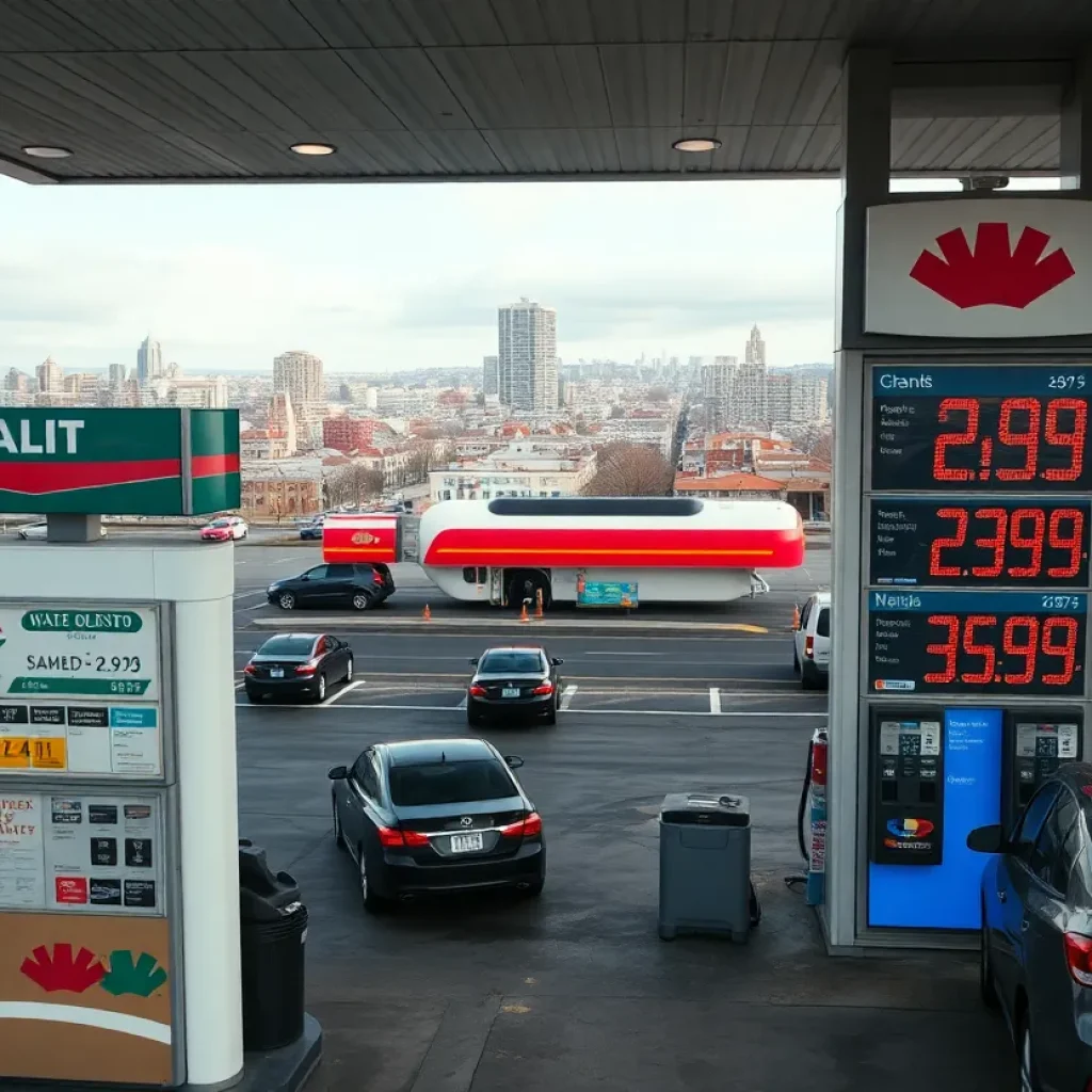 A gas station in Washington showing high gas prices