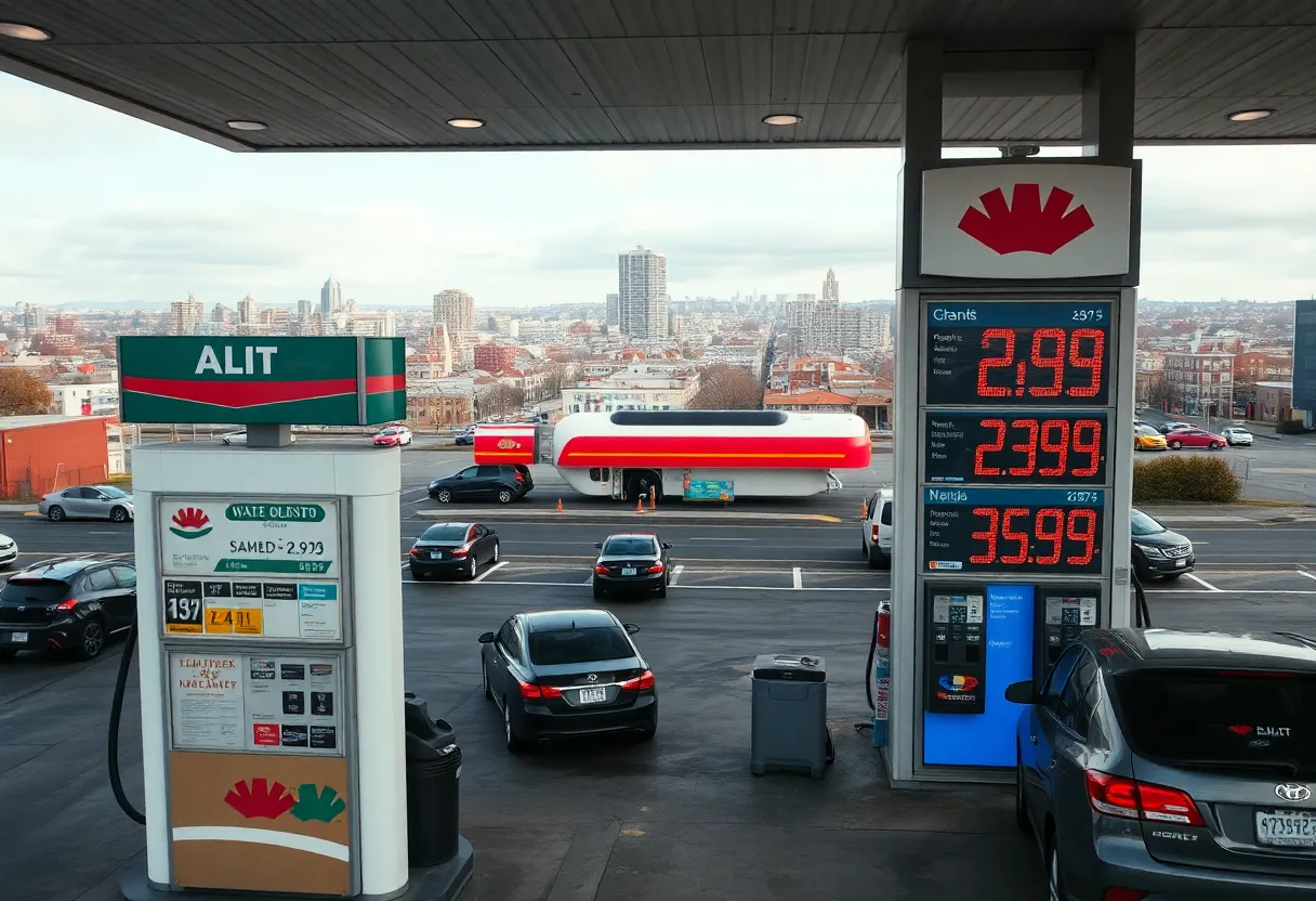 A gas station in Washington showing high gas prices