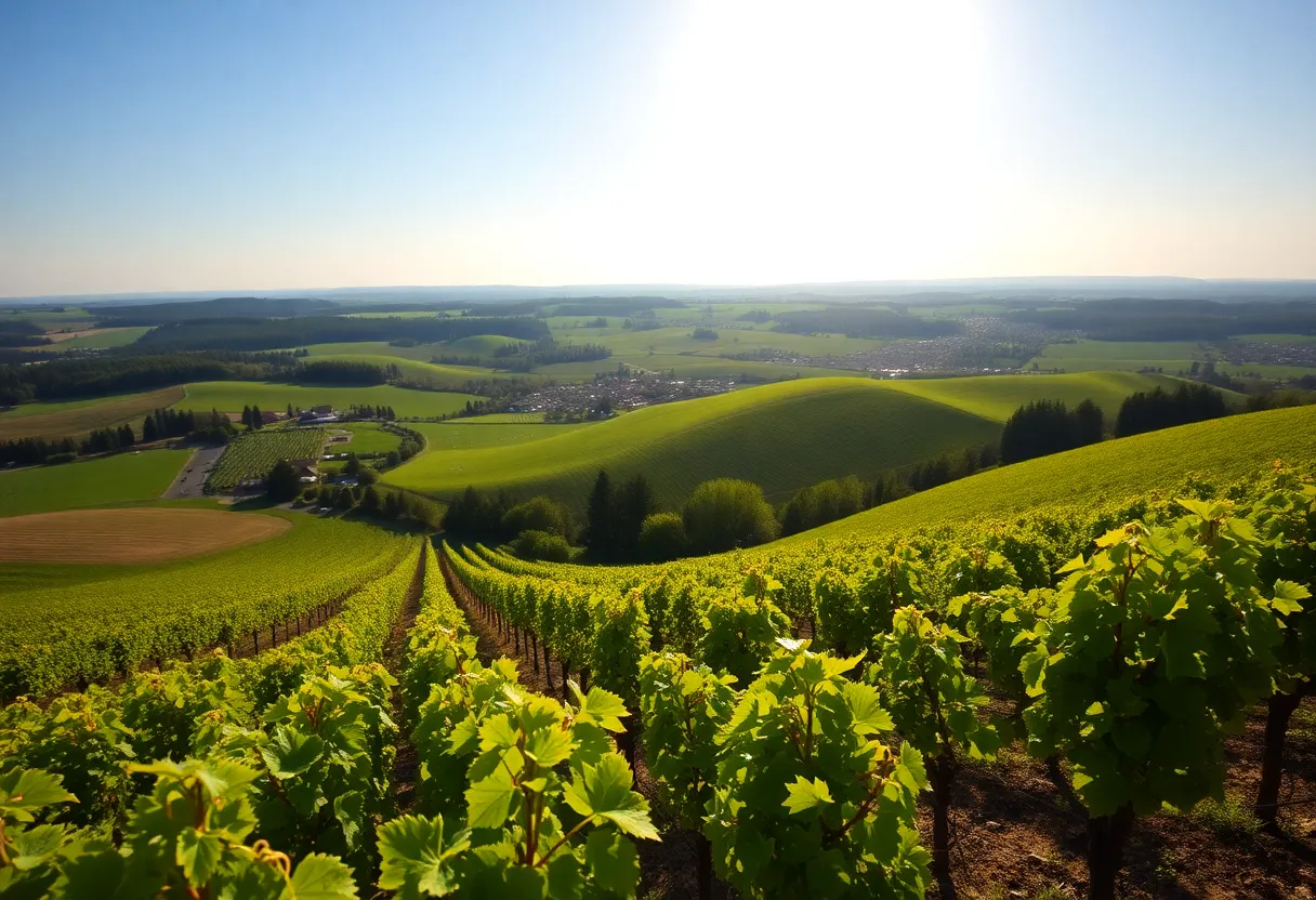View of vineyards in the Willamette Valley, Oregon
