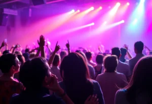 Crowd at a live concert enjoying a performance