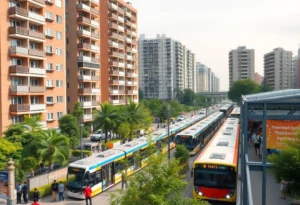 New housing developments near a transit hub in California
