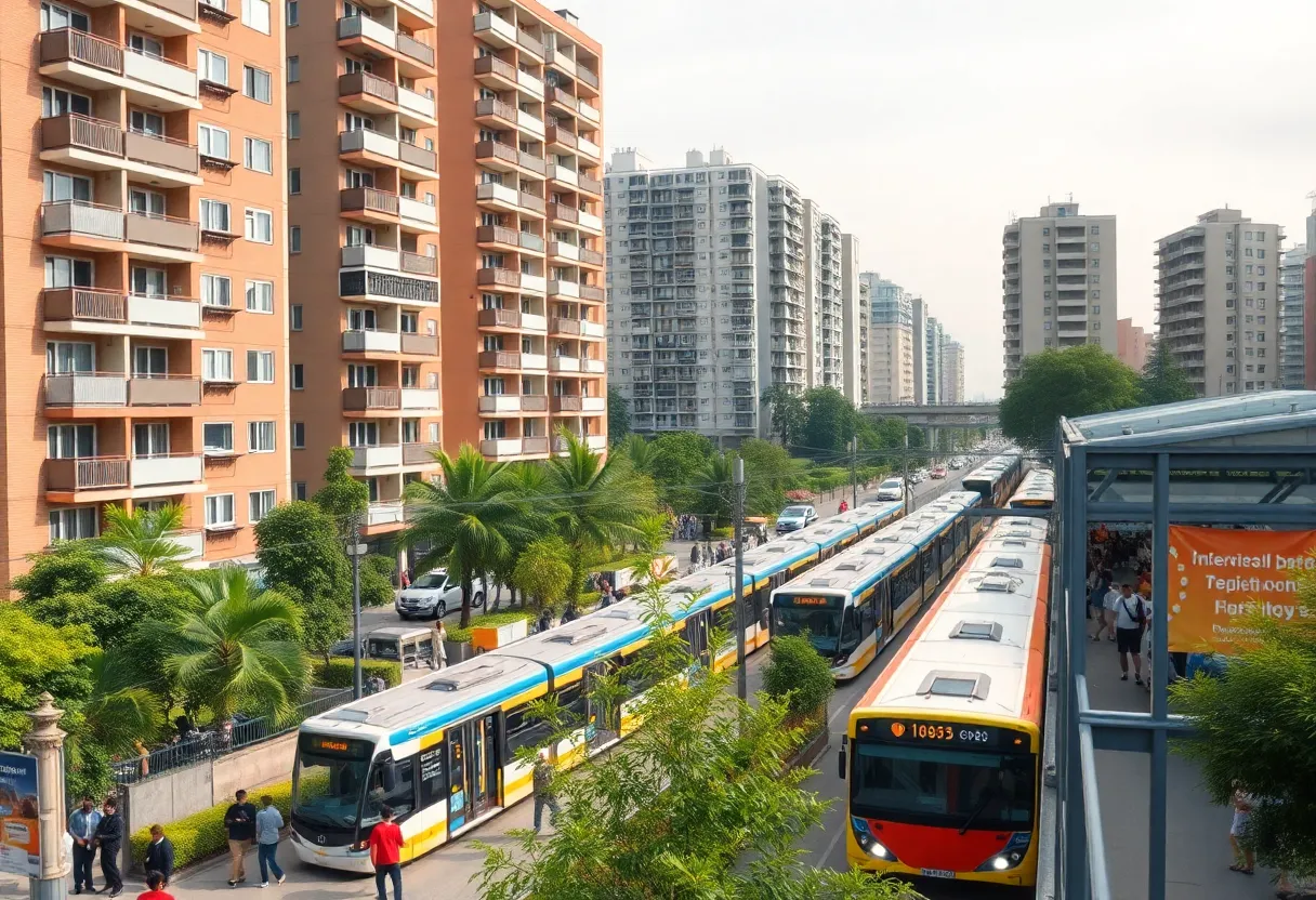 New housing developments near a transit hub in California