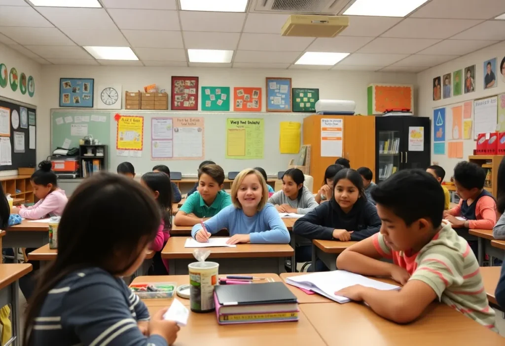 Students engaged in classroom activities in a California public school
