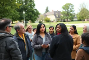 Community members discussing child safety measures