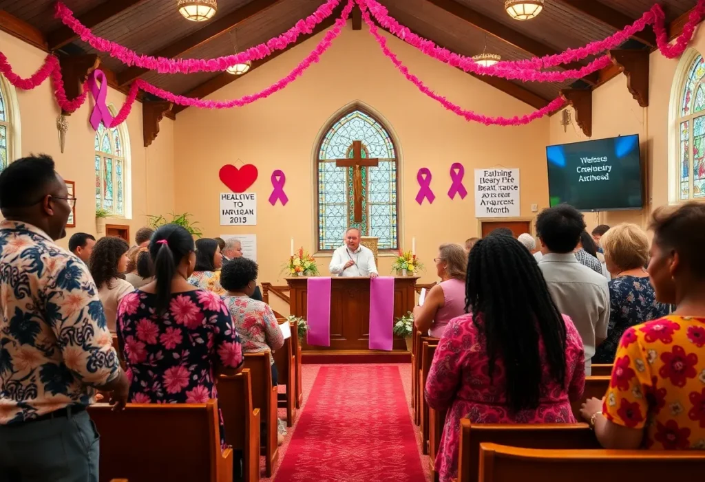 Congregants discussing healthcare and voting at a Los Angeles church