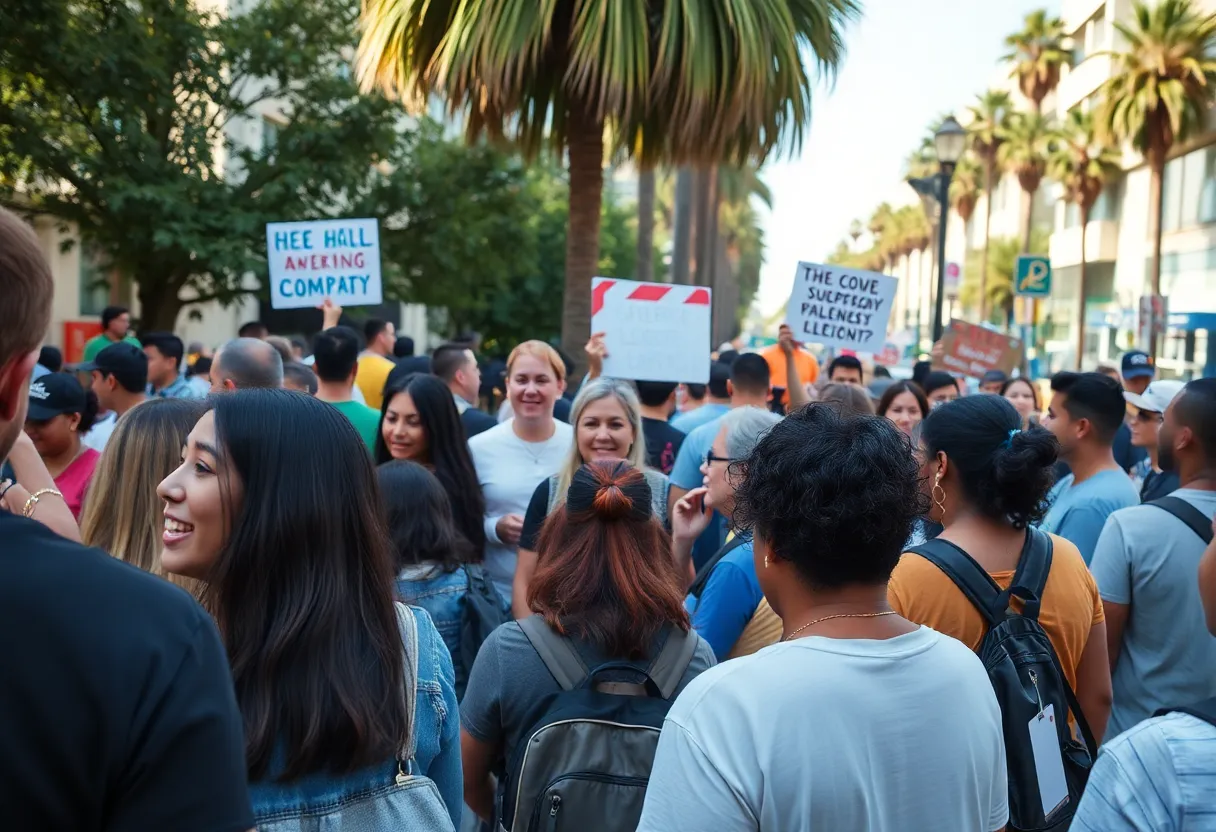 Community members in Los Angeles working together to support vulnerable individuals.
