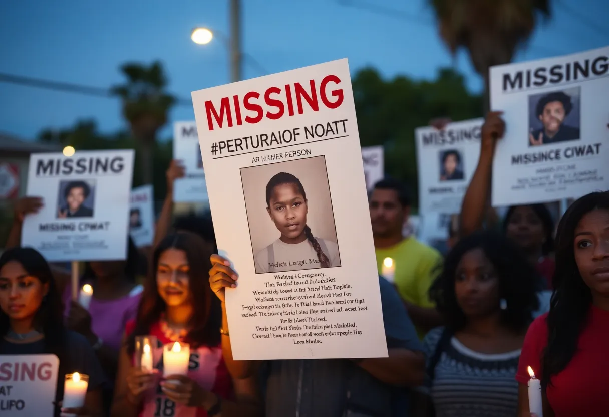 Community members gathering to search for a missing person in South Los Angeles