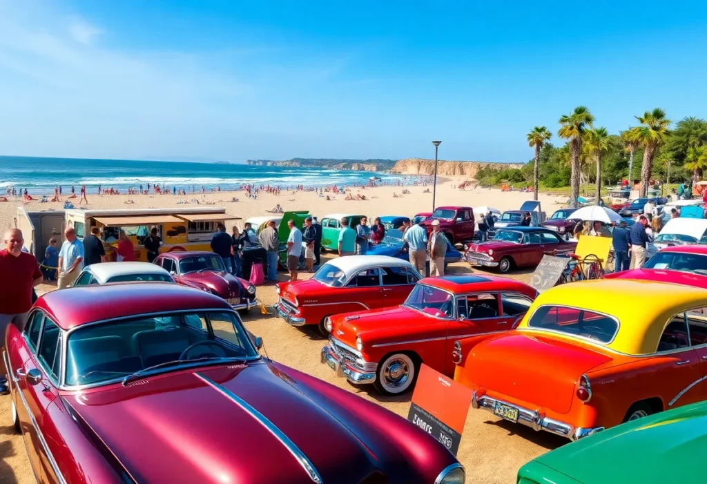 People enjoying the Cruisin’ 2 Freedom concert with classic cars at Redondo Beach.