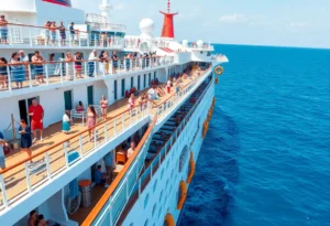 Families enjoying activities on a cruise ship