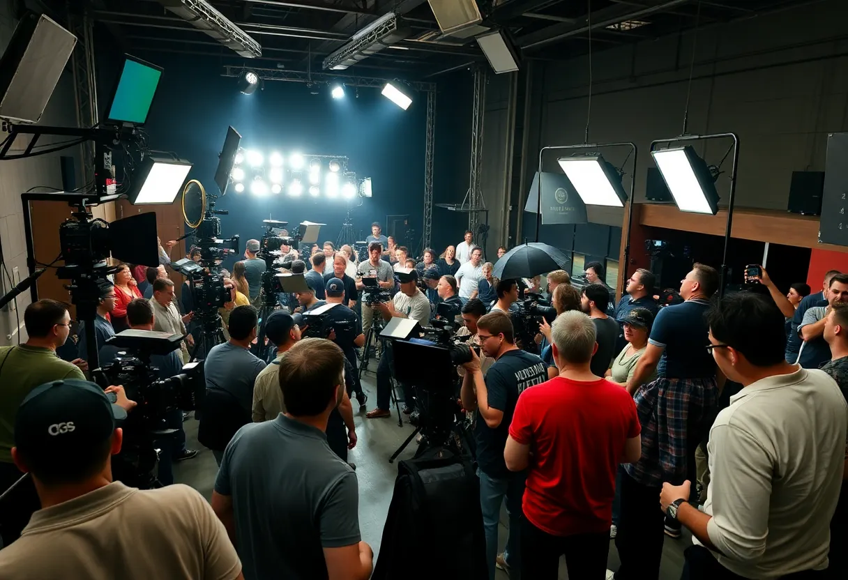 Film set in Los Angeles showcasing production efforts