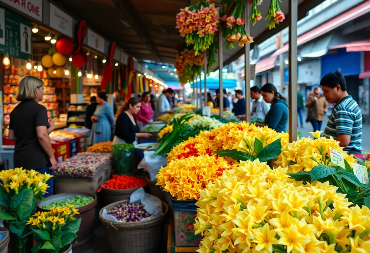 Flor de izote flowers displayed at a market in Los Angeles.