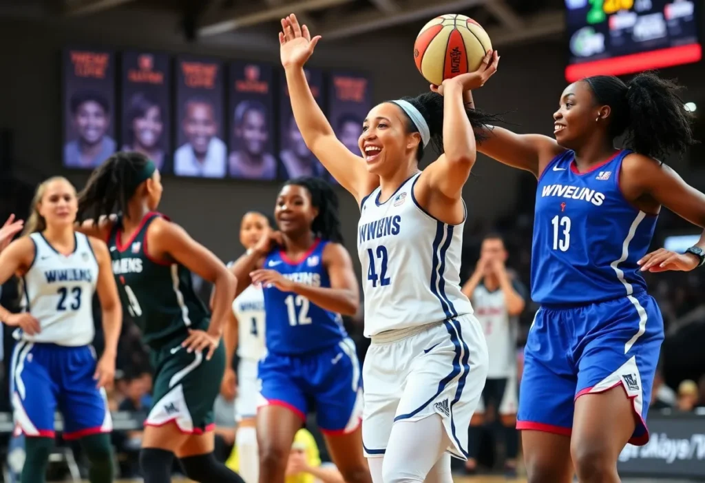 Kelsey Plum in WNBA uniform showcasing team spirit