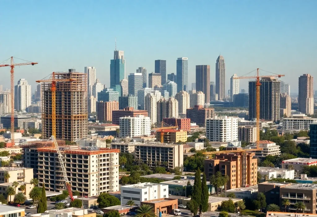Los Angeles cityscape with construction sites