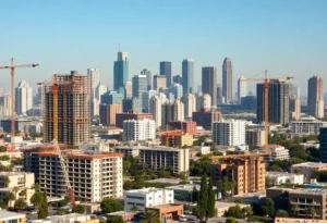 Los Angeles cityscape with construction sites
