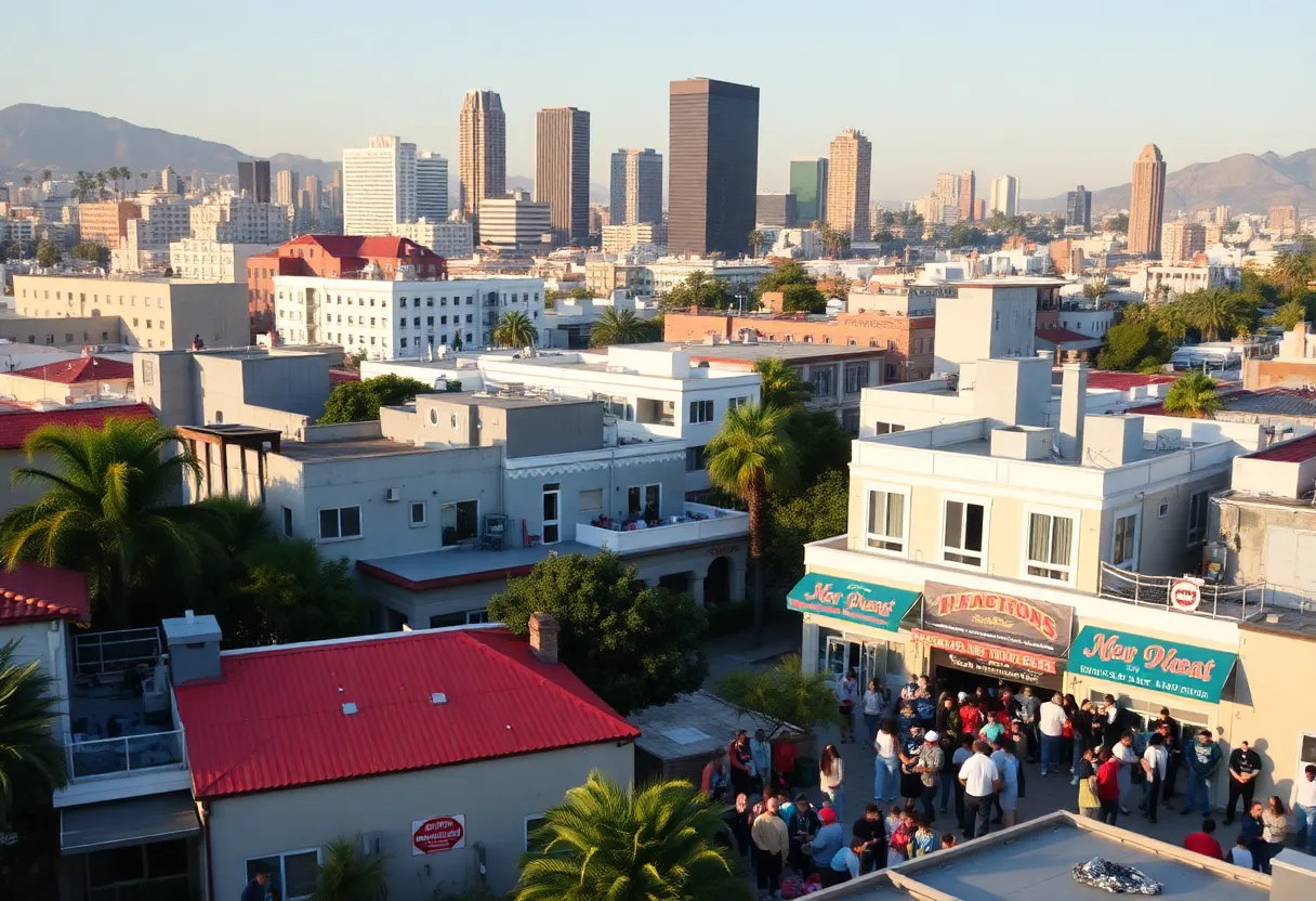 Citizens of Los Angeles supporting each other in times of crisis.