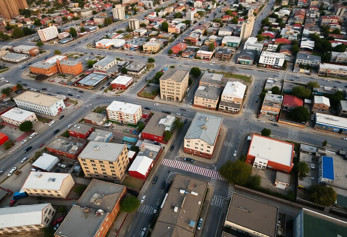 Aerial view of homelessness initiatives in Los Angeles