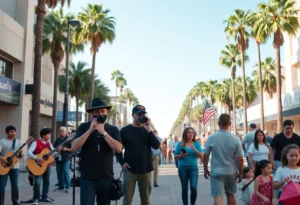 Crowd enjoying various weekend activities in Los Angeles