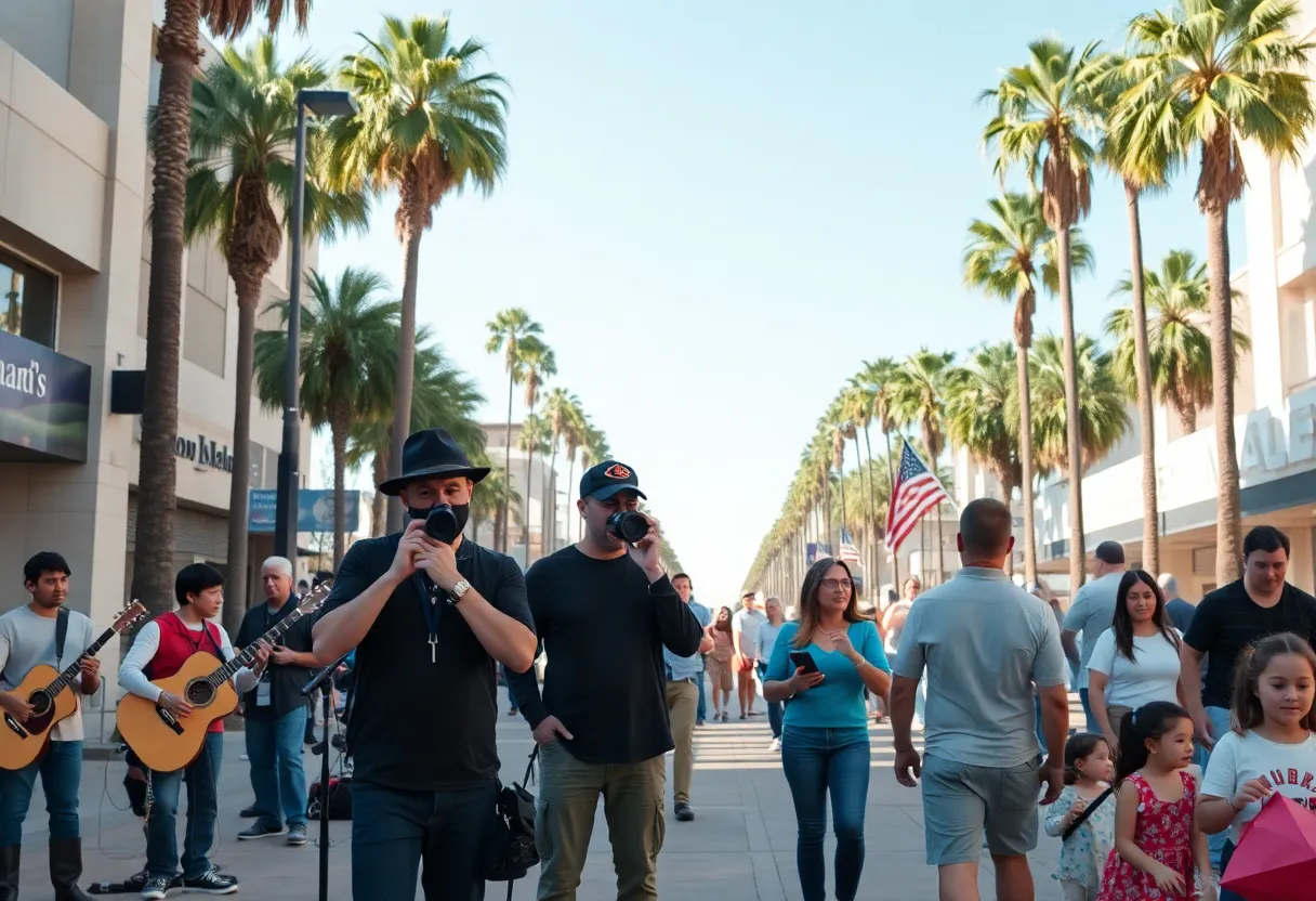 Crowd enjoying various weekend activities in Los Angeles