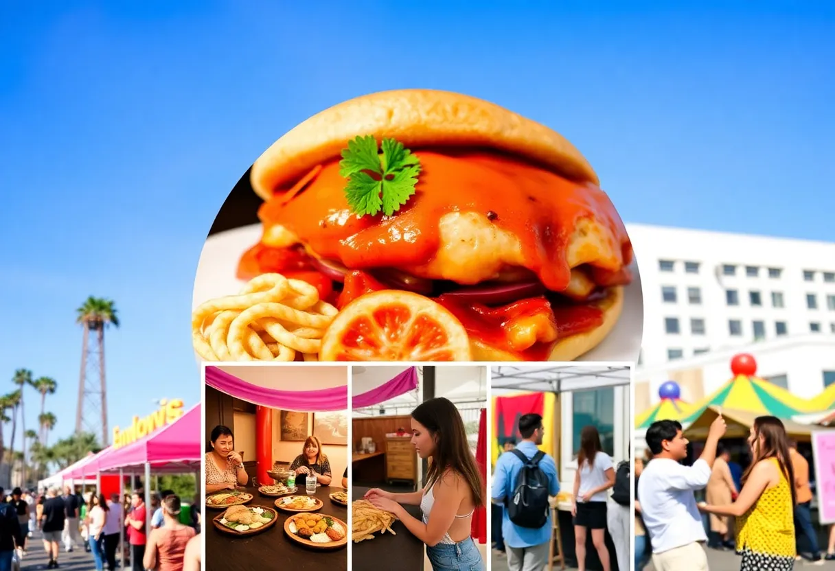 A collection of images representing various weekend events in Los Angeles, including food festivals and art shows.