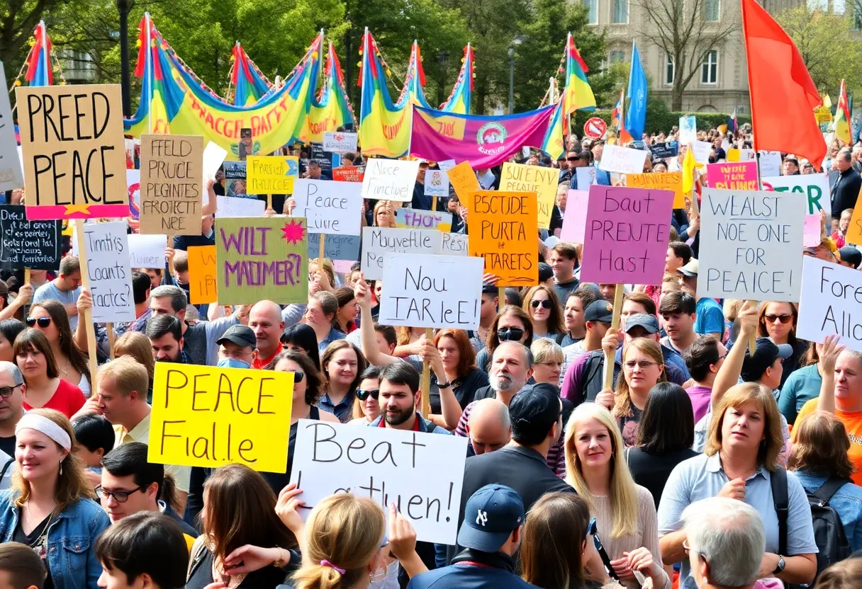 Crowd of protesters at the No Kings demonstration