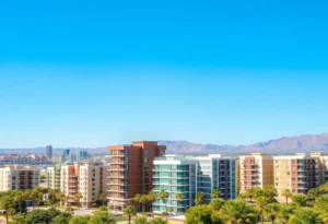 Modern apartment buildings in Riverside County