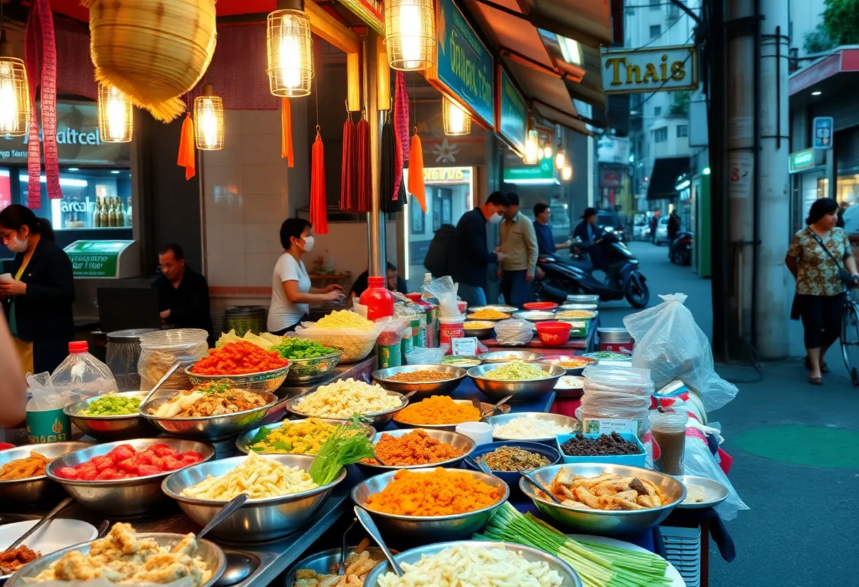 A spread of colorful Thai dishes from a popular restaurant in Los Angeles