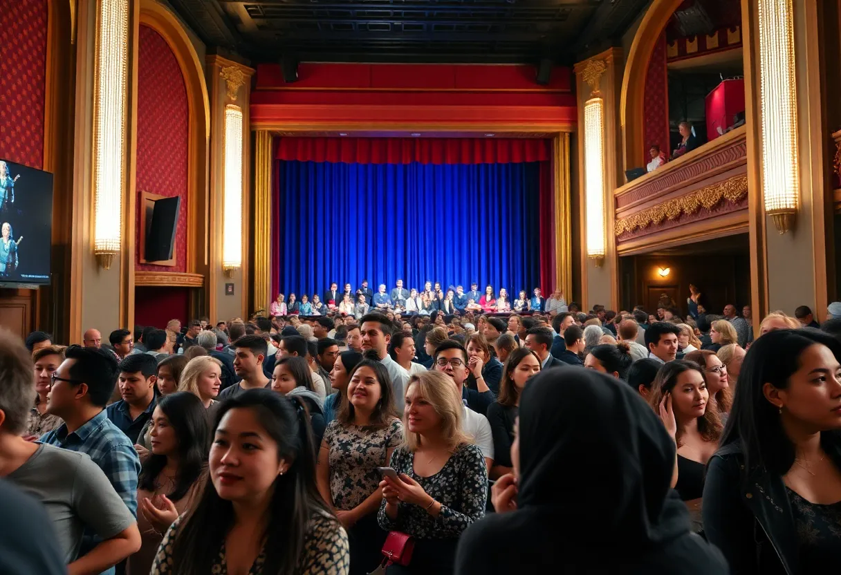 Diverse audience at a Los Angeles theater performance