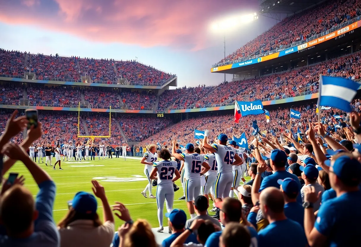 UCLA Bruins celebrating a football victory