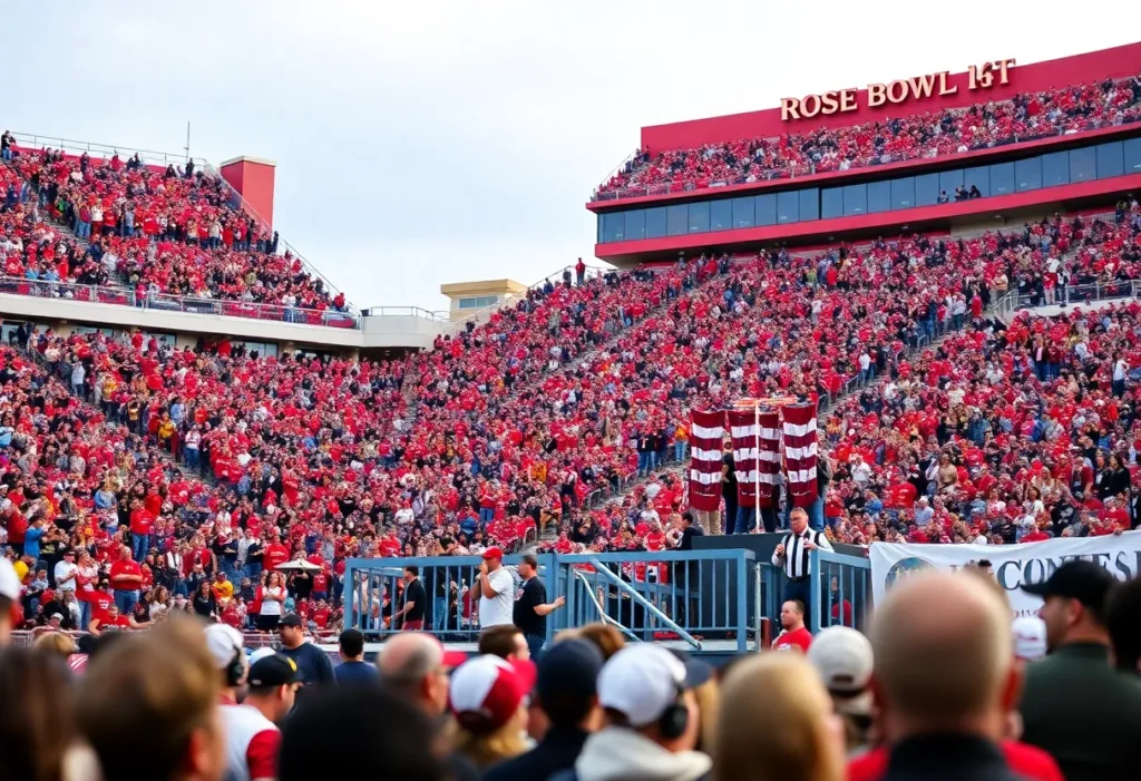 Crowd at UCLA football game showing support