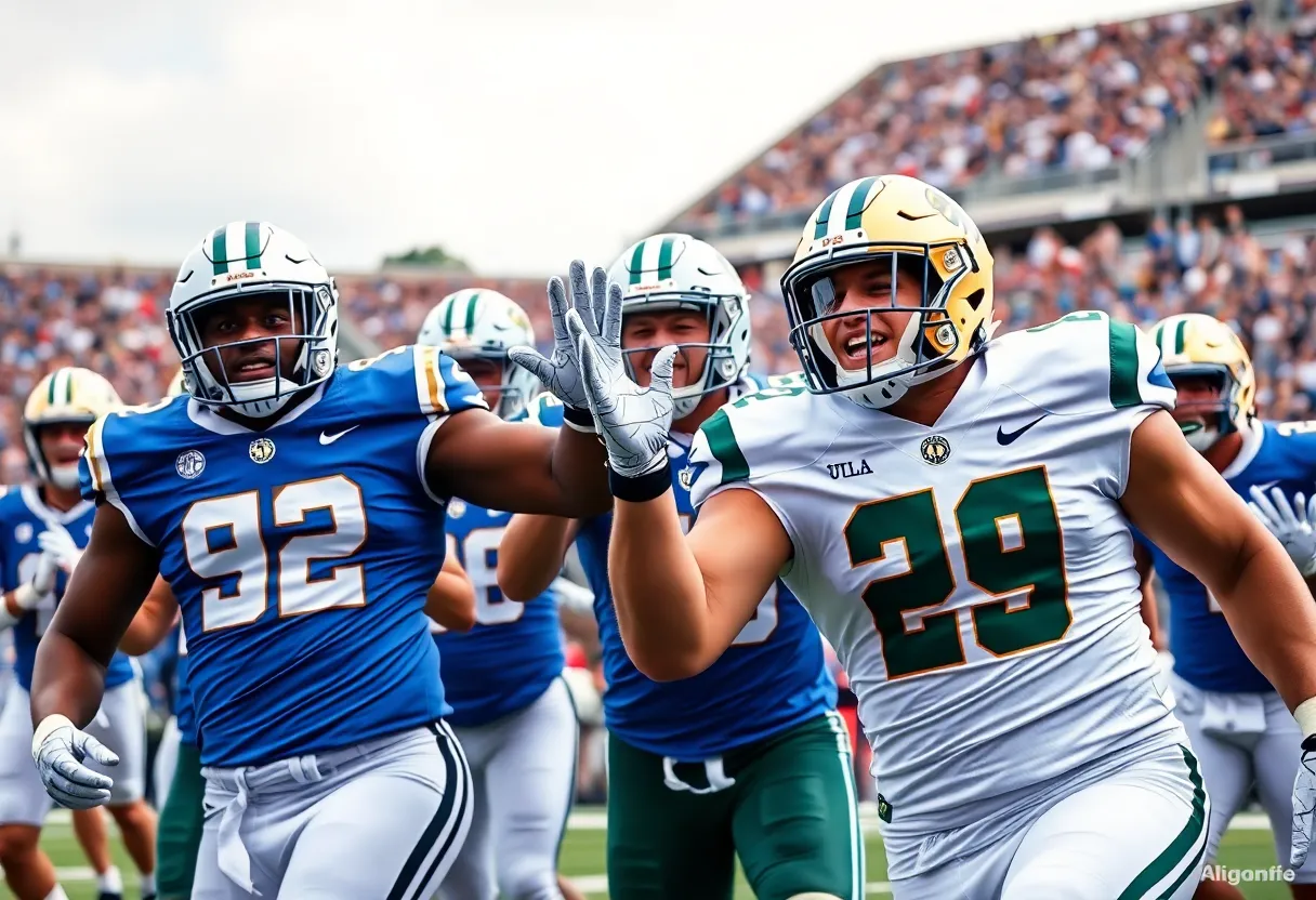 UCLA football players competing against Michigan State