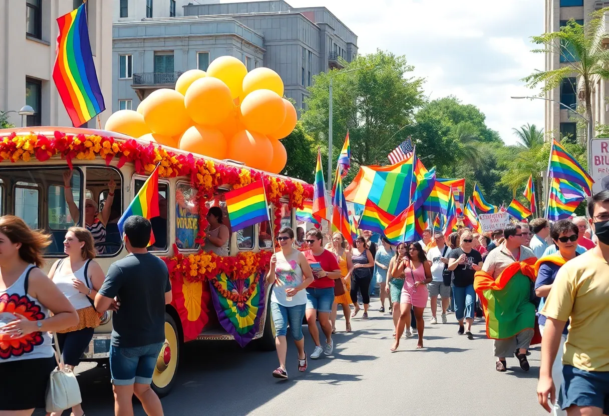 Participants celebrating at WeHo Pride Parade.